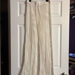 Elegant Cream Crochet Pants